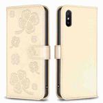 For Xiaomi Redmi 9A Four-leaf Embossed Leather Phone Case(Gold)