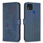 For Xiaomi Redmi 9C / 10A Four-leaf Embossed Leather Phone Case(Blue)