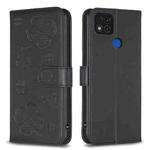 For Xiaomi Redmi 9C / 10A Four-leaf Embossed Leather Phone Case(Black)