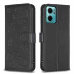 For Xiaomi Redmi 10 5G / Note 11E Four-leaf Embossed Leather Phone Case(Black)