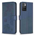 For Xiaomi Redmi 10 / Note 11 4G Four-leaf Embossed Leather Phone Case(Blue)