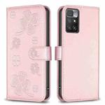 For Xiaomi Redmi 10 / Note 11 4G Four-leaf Embossed Leather Phone Case(Pink)