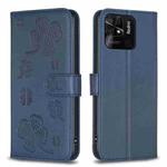 For Xiaomi Redmi 10C Four-leaf Embossed Leather Phone Case(Blue)