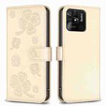 For Xiaomi Redmi 10C Four-leaf Embossed Leather Phone Case(Gold)