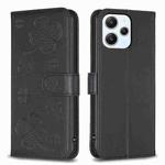 For Xiaomi Redmi 12 4G Four-leaf Embossed Leather Phone Case(Black)