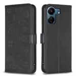 For Xiaomi Redmi 13C Four-leaf Embossed Leather Phone Case(Black)
