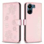 For Xiaomi Redmi 13C Four-leaf Embossed Leather Phone Case(Pink)