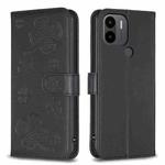 For Xiaomi Redmi A1+ / A2 Four-leaf Embossed Leather Phone Case(Black)