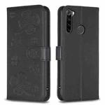 For Xiaomi Redmi Note 8 Four-leaf Embossed Leather Phone Case(Black)