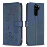 For Xiaomi Redmi Note 8 Pro Four-leaf Embossed Leather Phone Case(Blue)