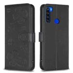 For Xiaomi Redmi Note 8T Four-leaf Embossed Leather Phone Case(Black)