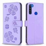 For Xiaomi Redmi Note 8T Four-leaf Embossed Leather Phone Case(Purple)