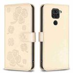 For Xiaomi Redmi Note 9 Four-leaf Embossed Leather Phone Case(Gold)
