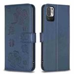 For Xiaomi Redmi Note 10 5G Four-leaf Embossed Leather Phone Case(Blue)