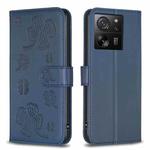 For Xiaomi 13T Four-leaf Embossed Leather Phone Case(Blue)