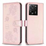 For Xiaomi 13T Four-leaf Embossed Leather Phone Case(Pink)