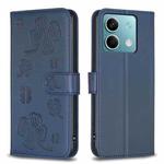 For Xiaomi Redmi Note 13 4G Global Four-leaf Embossed Leather Phone Case(Blue)