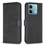 For Xiaomi Redmi Note 13 4G Global Four-leaf Embossed Leather Phone Case(Black)