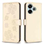 For Xiaomi Poco M6 4G / Redmi 13 4G Four-leaf Embossed Leather Phone Case(Gold)