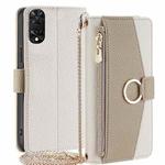 For TCL 505 4G Crossbody Litchi Texture Leather Phone Case(White)