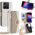 For TCL 503 4G Crossbody Litchi Texture Leather Phone Case(White)
