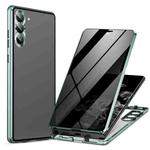 For Samsung Galaxy S24+ 5G Privacy Full Cover Magnetic Metal Tempered Glass Phone Case(Green)