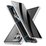 For Samsung Galaxy S25 Ultra 5G Privacy Full Cover Magnetic Metal Tempered Glass Phone Case(Silver)