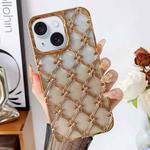 For iPhone 15 Star Flower Electroplated TPU Phone Case with Gradient Glitter Paper(Gold)