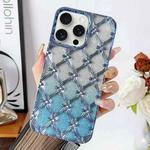 For iPhone 14 Pro Star Flower Electroplated TPU Phone Case with Gradient Glitter Paper(Blue)