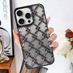 For iPhone 13 Pro Max Star Flower Electroplated TPU Phone Case with Gradient Glitter Paper(Black)