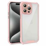 For iPhone 15 Pro Shockproof Acrylic Phone Case with Lens Glass Film(Pink)