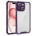 For iPhone 15 Plus Shockproof Acrylic Phone Case with Lens Glass Film(Purple)