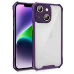 For iPhone 14 Shockproof Acrylic Phone Case with Lens Glass Film(Purple)