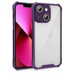 For iPhone 13 Shockproof Acrylic Phone Case with Lens Glass Film(Purple)