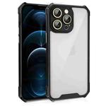 For iPhone 12 Pro Max Shockproof Acrylic Phone Case with Lens Glass Film(Black)