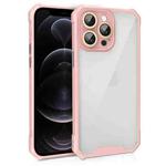 For iPhone 12 Pro Shockproof Acrylic Phone Case with Lens Glass Film(Pink)