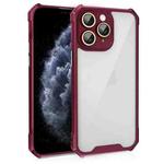 For iPhone 11 Pro Max Shockproof Acrylic Phone Case with Lens Glass Film(Wine Red)