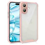 For iPhone 16 Plus Shockproof Acrylic Phone Case with Lens Glass Film(Pink)