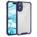 For iPhone 16 Shockproof Acrylic Phone Case with Lens Glass Film(Blue)