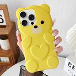 For iPhone 14 Pro Bear Shape Oil-sprayed TPU Phone Case(Yellow)