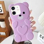 For iPhone 12 Bear Shape Oil-sprayed TPU Phone Case(Light Purple)