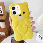 For iPhone 12 Bear Shape Oil-sprayed TPU Phone Case(Yellow)