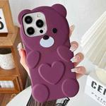 For iPhone 12 Pro Bear Shape Oil-sprayed TPU Phone Case(Dark Purple)