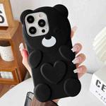 For iPhone 12 Pro Bear Shape Oil-sprayed TPU Phone Case(Black)
