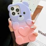 For iPhone 12 Pro Max Bear Shape Oil-sprayed Gradient TPU Phone Case(Purple Pink)