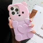 For iPhone 12 Pro Bear Shape Oil-sprayed Gradient TPU Phone Case(Pink Purple)