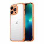 For iPhone 13 Pro Max Macaron PC Phone Pure Border Frame with Lens Glass Film(Orange)