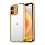 For iPhone 12 Macaron PC Phone Pure Border Frame with Lens Glass Film(Gold)