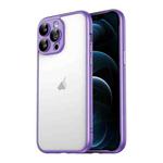 For iPhone 12 Pro Max Macaron PC Phone Pure Border Frame with Lens Glass Film(Purple)