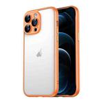 For iPhone 12 Pro Max Macaron PC Phone Pure Border Frame with Lens Glass Film(Orange)